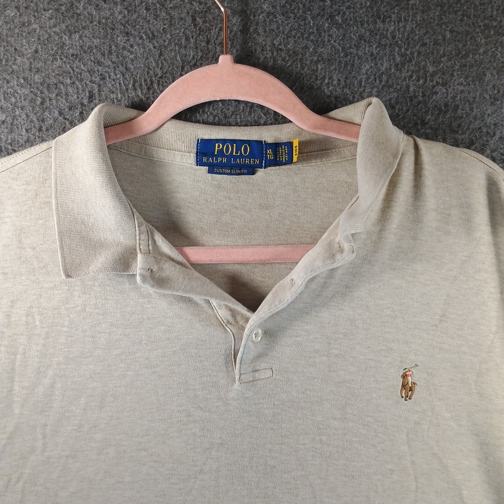 Polo Ralph Lauren Polo Shirt Mens XL‎ Beige Logo Golf Big Short Sleeve Casual - Picture 2 of 9